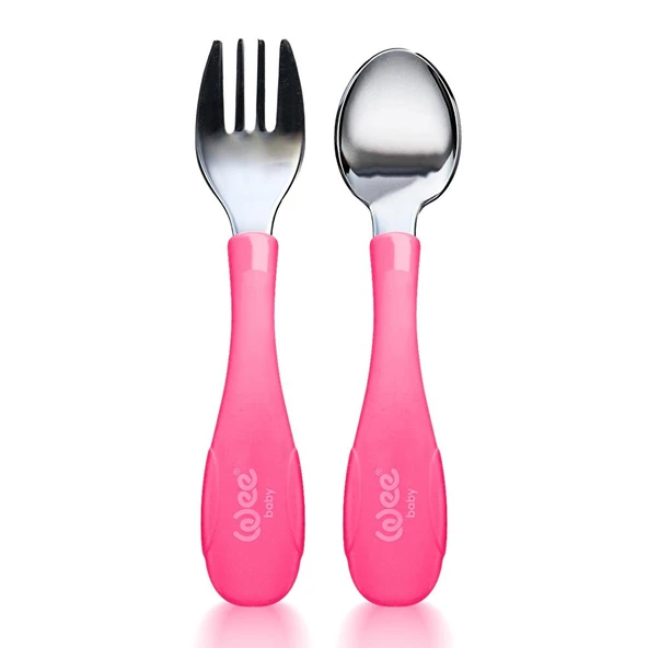 Paslanmz Çelik Çatal Kaşık Seti Pembe