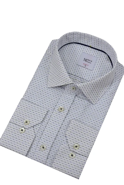 Erkek Puantiyeli Slim Fitt Uzun Kol Gömlek 2403 BGL-ST04376 - Resim 3