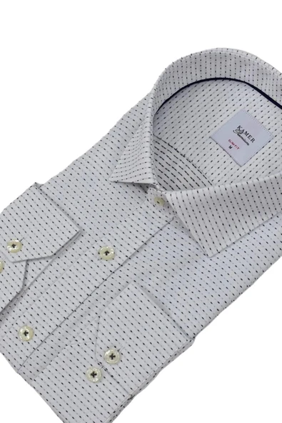 Erkek Puantiyeli Slim Fitt Uzun Kol Gömlek 2403 BGL-ST04376 - Resim 8