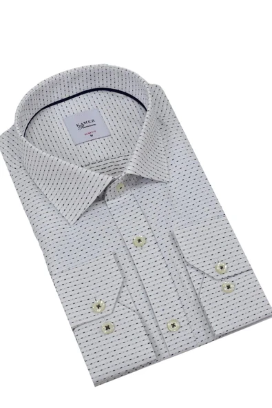 Erkek Puantiyeli Slim Fitt Uzun Kol Gömlek 2403 BGL-ST04376 - Resim 4