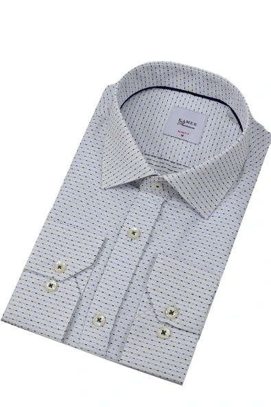 Erkek Puantiyeli Slim Fitt Uzun Kol Gömlek 2403 BGL-ST04376 - Resim 7
