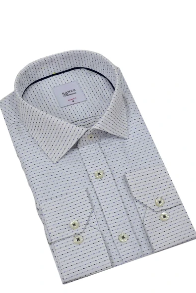 Erkek Puantiyeli Slim Fitt Uzun Kol Gömlek 2403 BGL-ST04376 - Resim 5