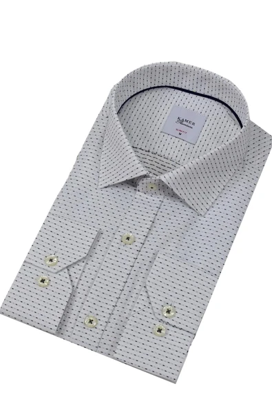 Erkek Puantiyeli Slim Fitt Uzun Kol Gömlek 2403 BGL-ST04376 - Resim 6