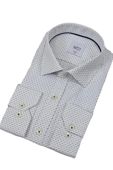 Erkek Puantiyeli Slim Fitt Uzun Kol Gömlek 2403 BGL-ST04376 ürün görseli