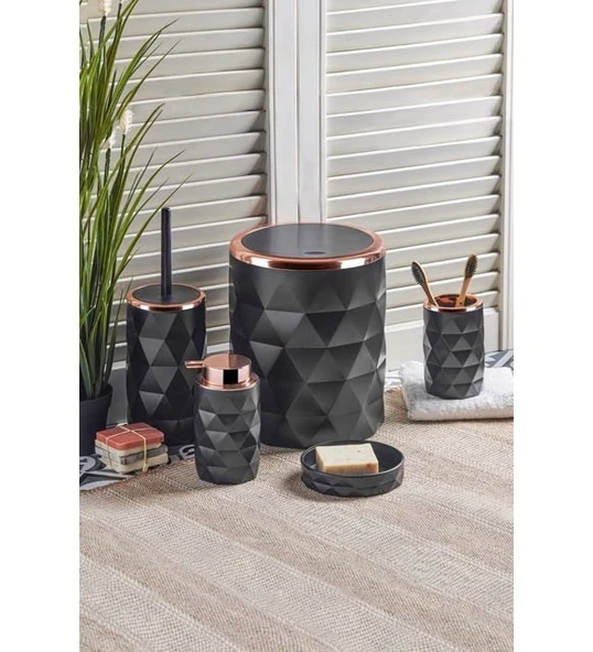 Perotti 13223 Diamond 5li Akrilik Plastik Banyo Seti Siyah Rose
