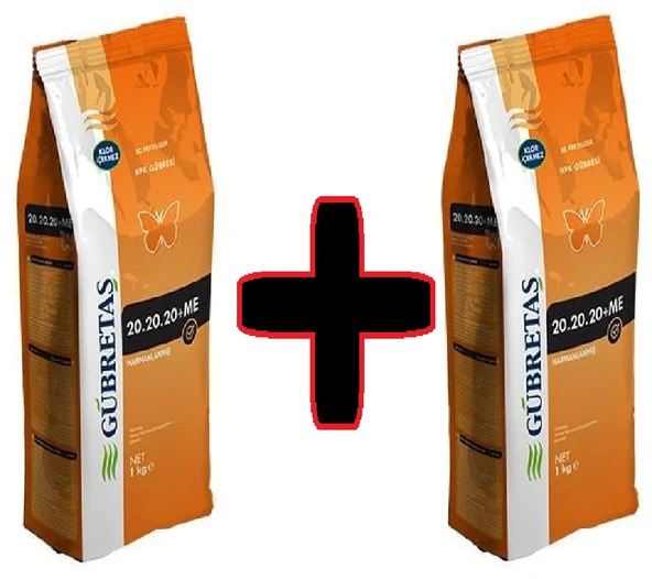 2 Adet Gübretaş 20-20-20 NPK Gübresi 1 Kg, Orijinal Paket