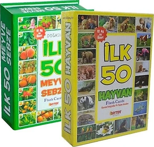 Diytoy Flash Cards İlk 50 Hayvan + İlk 50 Meyve Sebze