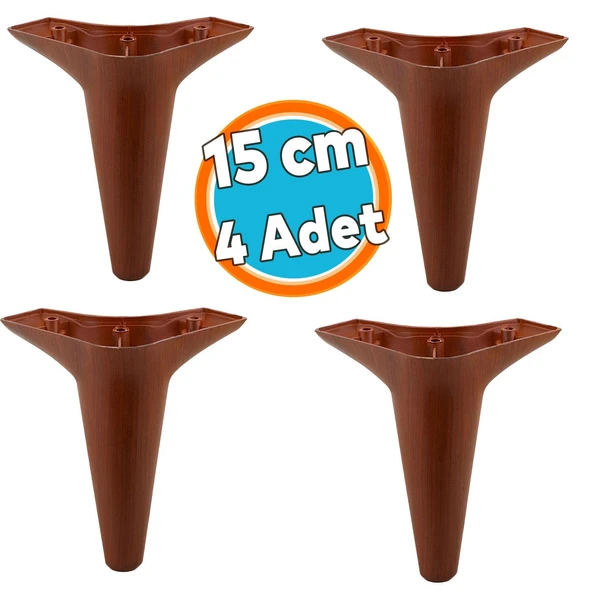 Mobilya Kanepe Koltuk Tv Ünitesi Baza Yükseltici Ayağı Ayakları 15 Cm Ahşap Desenli Kahverengi Ayak 4 Adet ürün görseli