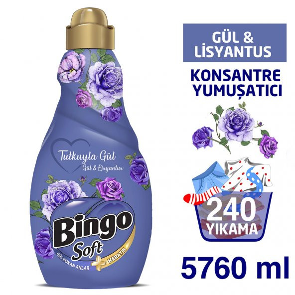 Bingo Konsantre Yumuşatıcı 1440 Ml Tutkuyla Gül 4'lü Ekonomi Paketi