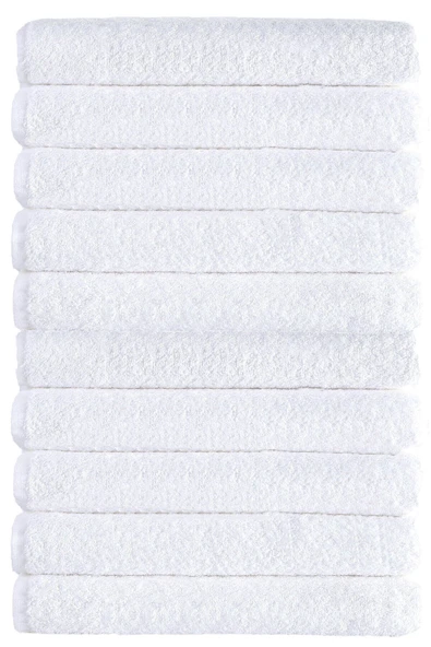 10 lu Otel Banyo Havlusu Pamuklu 70X145 Cm Beyaz 16/1 Avs 440 Gr