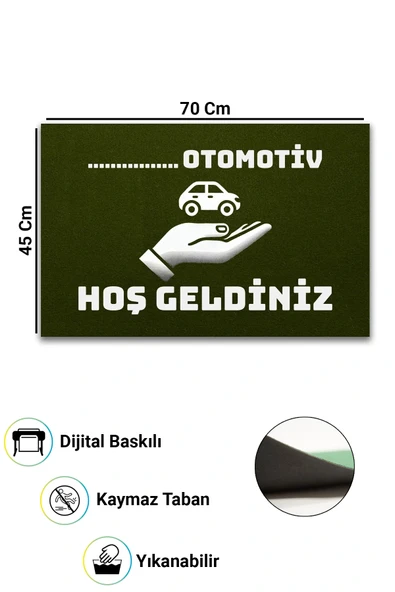 Valerine Life İsme Kişiye Firmaya Özel Galerici Otomotiv Oto Showroom Yeşil Hoş Geldiniz Kapı Önü Paspası 45x70cm - Resim 2