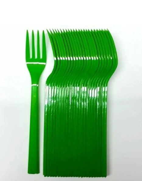 YEŞİL RENK ÇATAL 25 ADET Çatal Sert Dayanaklı Plastik Lüks Kullan At Doğum Günü Parti Çatalı
