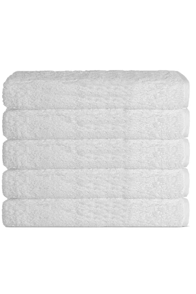 5 li Otel Banyo Havlusu %100 Pamuklu 70X150 Cm Beyaz 16/1 Aksoft 480 Gr