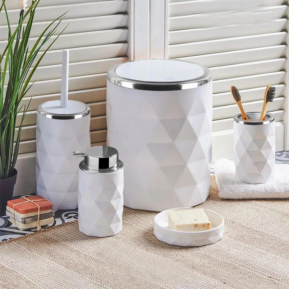 Perotti 13221 Diamond Silver 5 Parça Banyo Seti - Beyaz