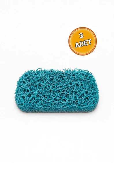 Valerine Life Turkuaz Sabunluk Kaymaz Kıvırcık Lif Dokulu Hızlı Kuruyan Su Tahliyeli Sabun Altlığı 7x11cm 3 Adet - 2