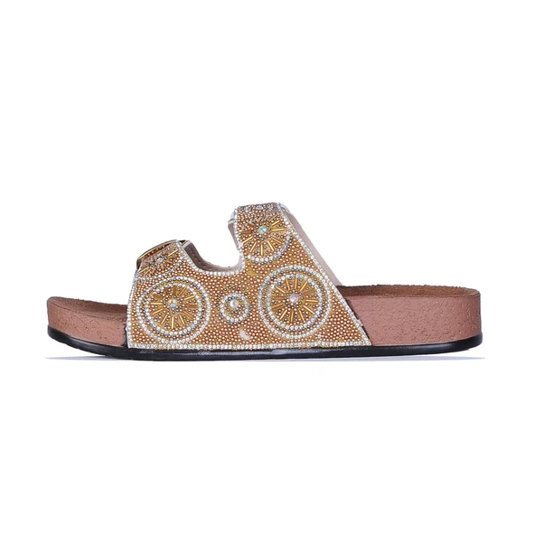 Pienn 2 Tokalı Taşlı Kadın Düz Terlik - Resim 2