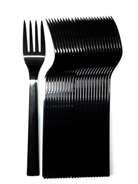 SİYAH RENK ÇATAL 25 ADET Sert Dayanaklı Plastik Lüks Kullan At Doğum Günü Parti Çatal ürün görseli 1