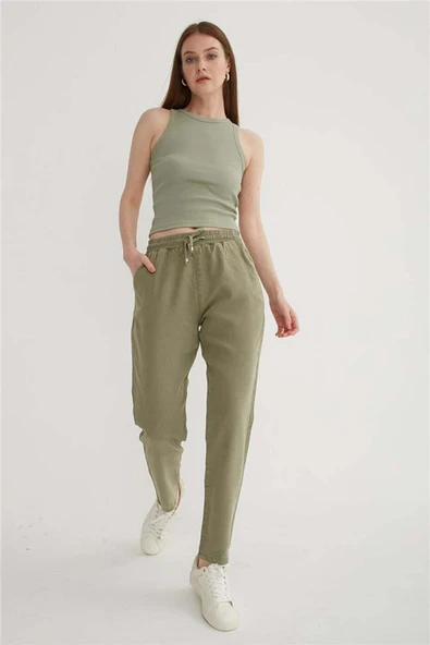 FASHION FRIENDS KADIN BELİ BAĞLAMALI PANTOLON 25Y0477K1 - 7