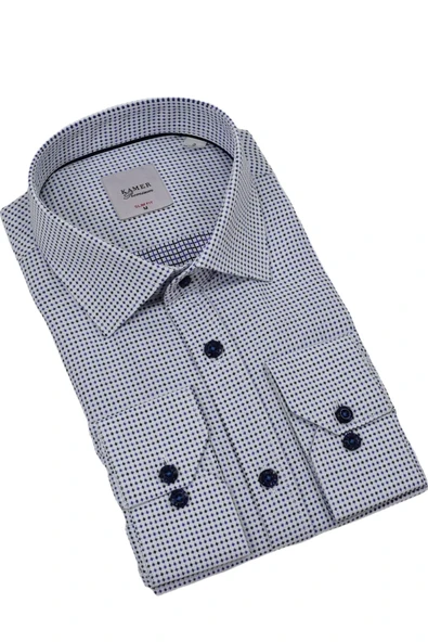 Erkek Puantiyeli Slim Fitt Uzun Kol Gömlek 2380 BGL-ST04375 - Resim 5