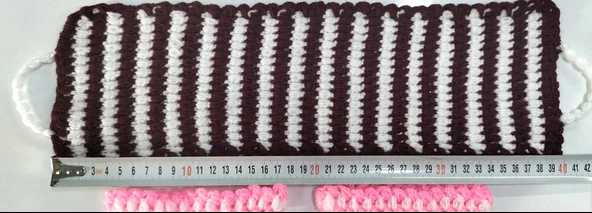 El işi örme Pembe-Beyaz Bordo üçlü Takım Banyo Lifi - 3