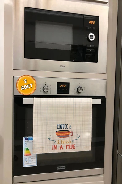 Valerine Life Kahve Kupadaki Öpücüktür Mutfak Kurulama Fırın Beyaz El Havlusu %100 Pamuklu 35x50cm 2 Adet