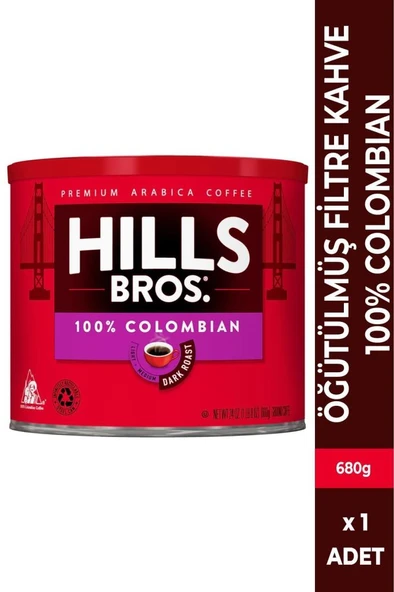 Hills Bros 100% Colombian Filtre Kahve 680gr