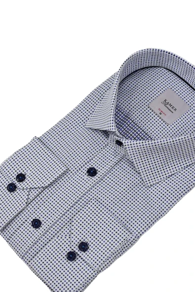 Erkek Puantiyeli Slim Fitt Uzun Kol Gömlek 2380 BGL-ST04375 - Resim 9