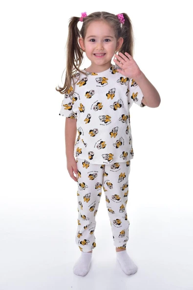 Daisy Duck Desenli Kısa Kollu Çocuk Pijama Takımı (Papatya Ördeği) - 8
