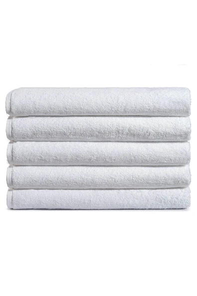 5 li Otel Banyo Havlusu %100 Pamuklu 90X150 Cm Beyaz 20/2 Ring 650 Gr