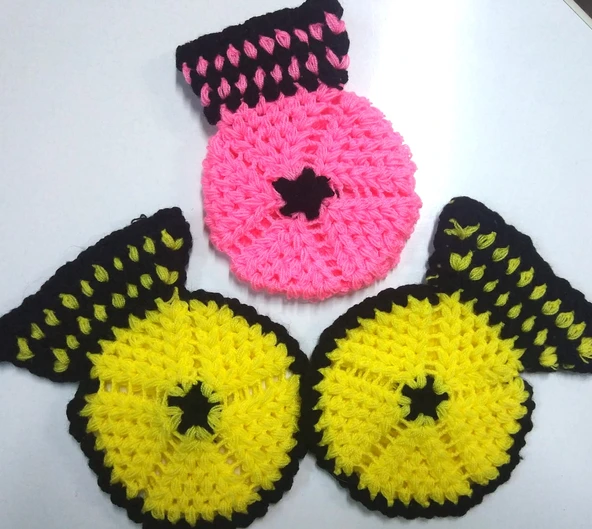 El işi örme üçlü takım Banyo Lifi - 2