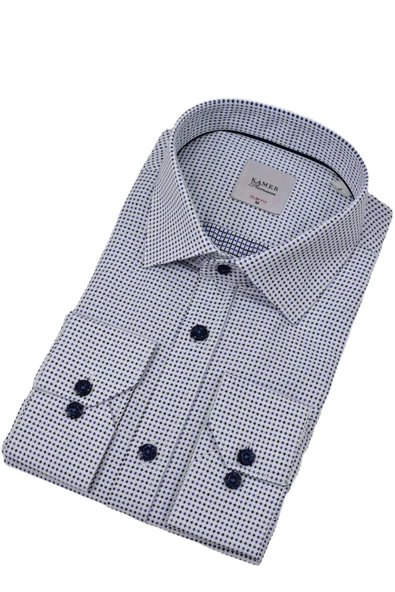 Erkek Puantiyeli Slim Fitt Uzun Kol Gömlek 2380 BGL-ST04375 - Resim 3