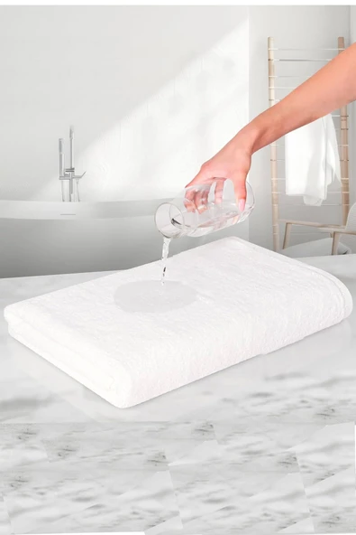 10 lu Otel Banyo Havlusu %100 Pamuklu 90X150 Cm Beyaz 16/1 Aksoft 610 Gr - 2