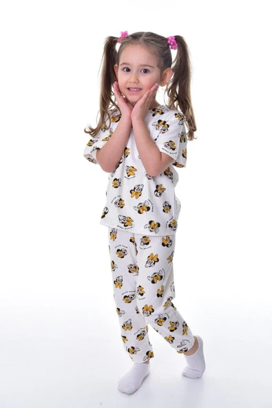 Daisy Duck Desenli Kısa Kollu Çocuk Pijama Takımı (Papatya Ördeği) - 7
