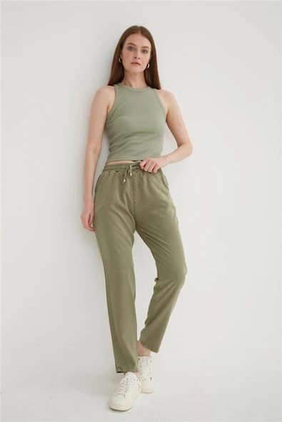 FASHION FRIENDS KADIN BELİ BAĞLAMALI PANTOLON 25Y0477K1 - 5