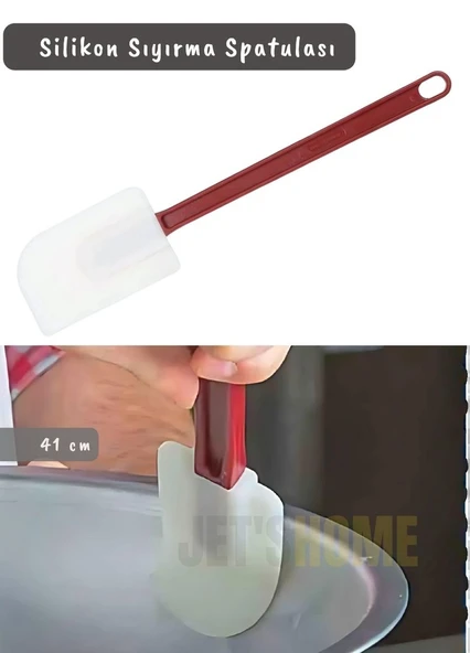 Silikon Spatula Karıştırma Spatulası Sıyırma Spatulası Isıya Dayanıklı Asma Delikli Büyük Boy 41 cm - 3