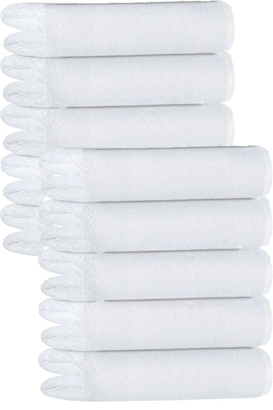 10 lu Otel Banyo Havlusu %100 Pamuklu 70X150 Cm Beyaz 20/2 Ring 600 Gr