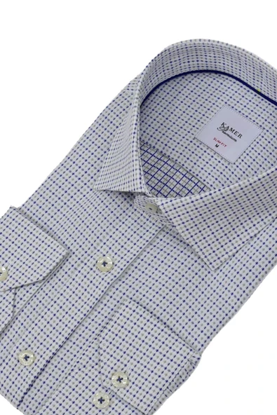 Erkek Puantiyeli Slim Fitt Uzun Kol Gömlek 2380 BGL-ST04375 - Resim 8