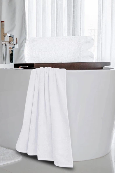 Otel Banyo Havlusu %100 Pamuklu 70X150 Cm Beyaz 20/2 Ring 600 Gr - 3