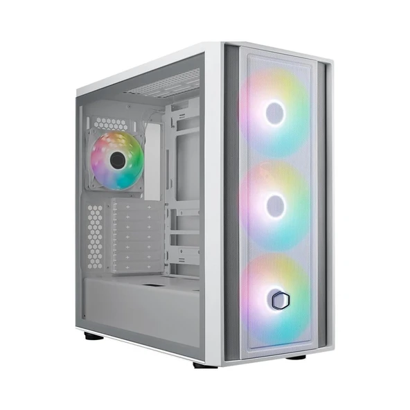 CM MasterBox 600 TG Mesh Beyaz ARGB 3x14cm Fanı, Normal ve Back-Connect Anakart Destekli  ATX Kasa - 1