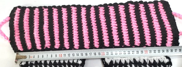 El işi örme Siyah Beyaz iki renkli pembe-siyah üçlü Takım Banyo Lifi - 4