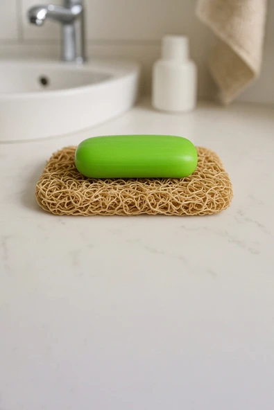 Valerine Life Krem Renk Sabunluk Kaymaz Kıvırcık Lif Dokulu Hızlı Kuruyan Su Tahliyeli Sabun Altlığı 7x11cm 3 Adet ürün görseli