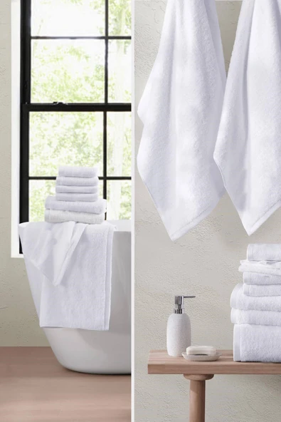 5 li Otel Banyo Havlusu %100 Pamuklu 70X150 Cm Beyaz 20/2 Ring 600 Gr - 5