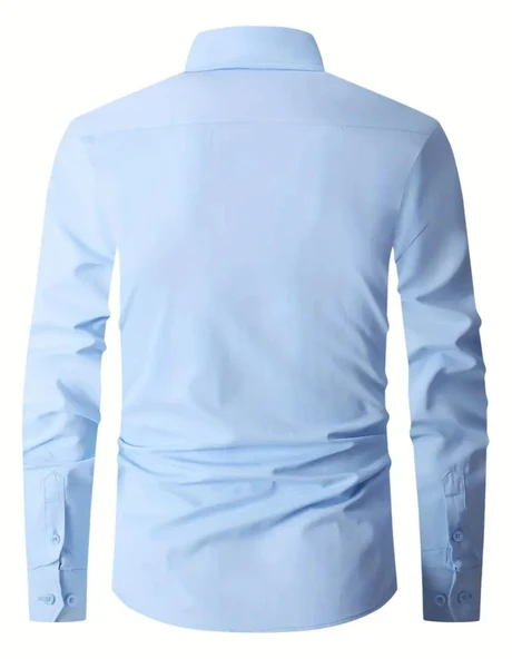 Erkek Klasik Tek Cepli Uzun Kol Gömlek BGL-ST04544 - Resim 8