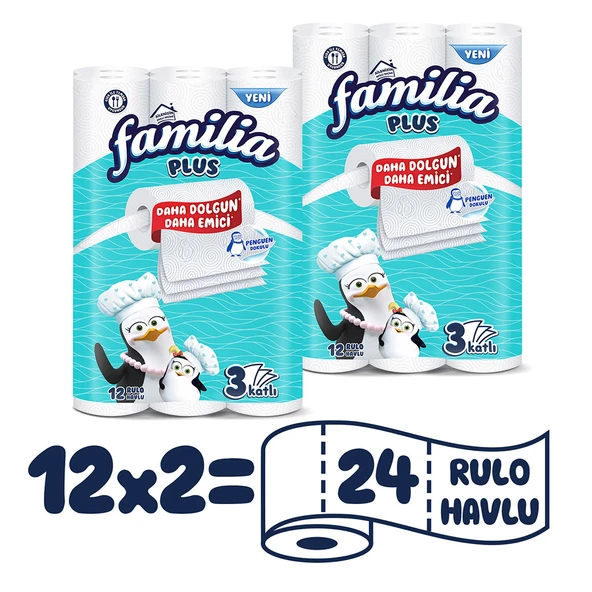 Familia Plus Kağıt Havlu 24 Rulo (12 Rulo X 2 Paket) - Resim 2
