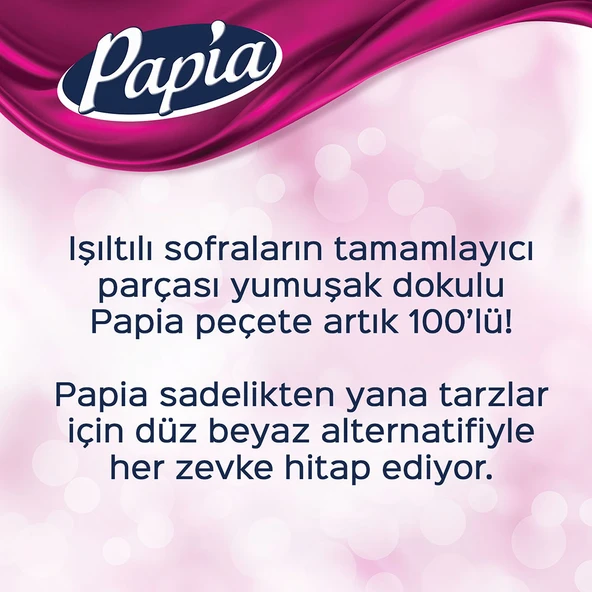 Papia Beyaz 100'lü Peçete (6 Paket x 100 Yaprak) - 3
