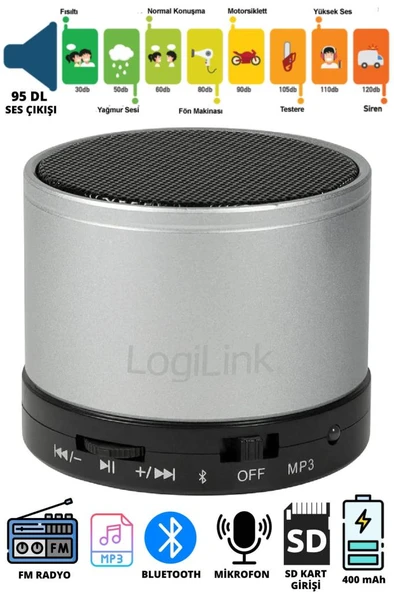 LogiLink SP0051 Bluetooth Hoparlör Speaker With Mp3 Player Silver