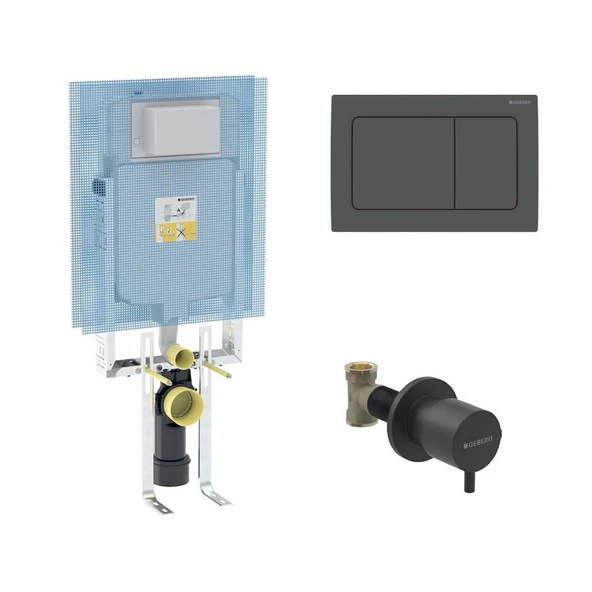 Geberit Alpha Gömme Rezervuar Seti - Mat Siyah