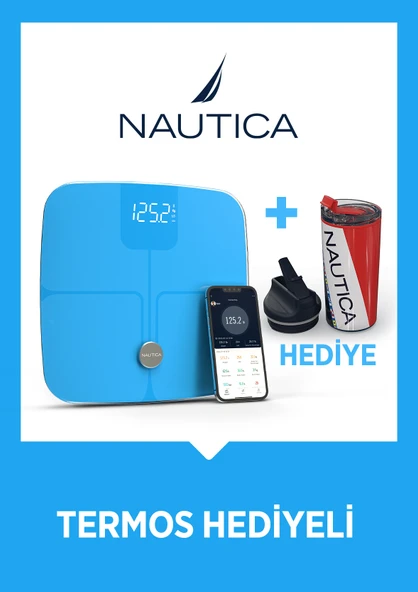 Nautica Vücut Analizli Smart Akıllı Bluetooth Tartı Baskül + Nautica 500 ml Termos Hediyeli