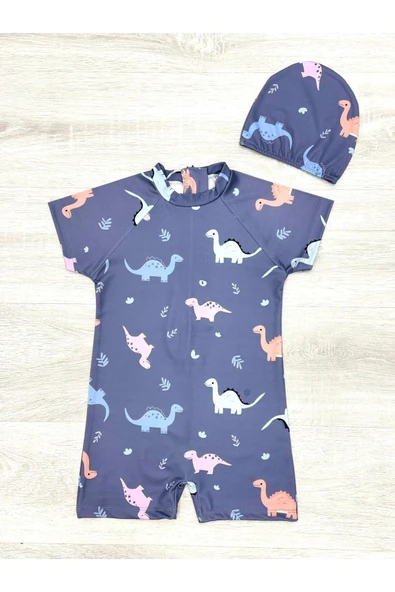 Erkek Çocuk Boneli Mayo Takımı (Tulum Mayo+Bone) 2-8 Yaş 12219 - 5