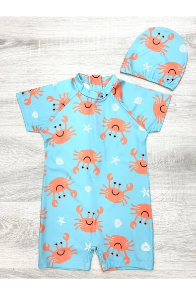 Erkek Çocuk Boneli Mayo Takımı (Tulum Mayo+Bone) 2-8 Yaş 12219 - 7